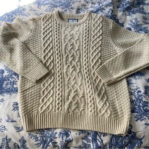 cedarwood state knit wear crew neck cable tan sweater size medium EUC